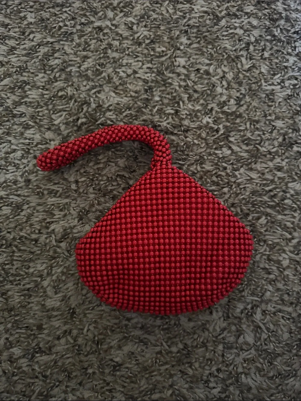 Red Beaded Wristlet Evening Bag